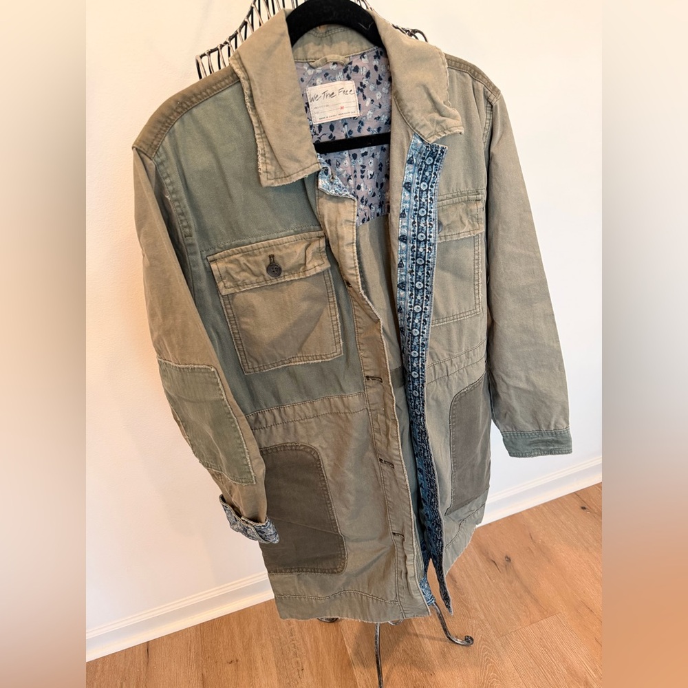 Free People Olive Patchwork Utility Jacket - image 9
